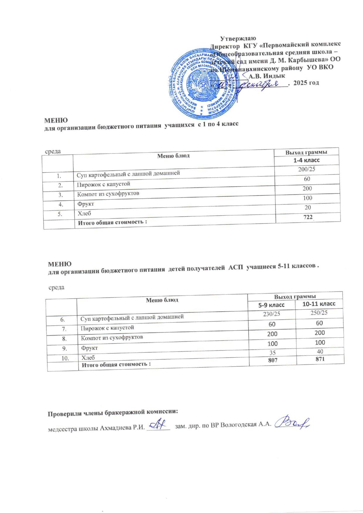 Меню на 10 декабря 2025
