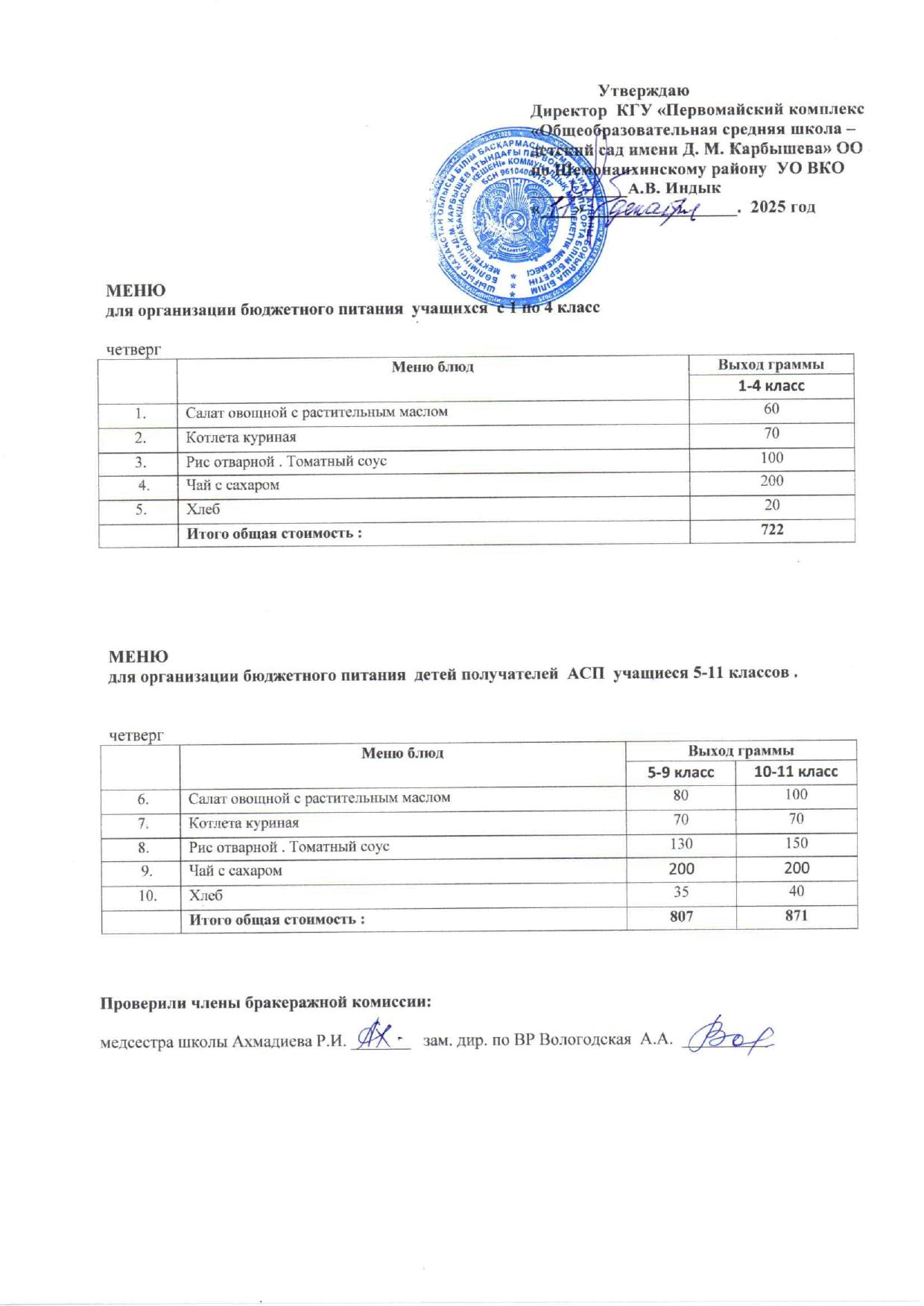 Меню на 11 декабря 2025