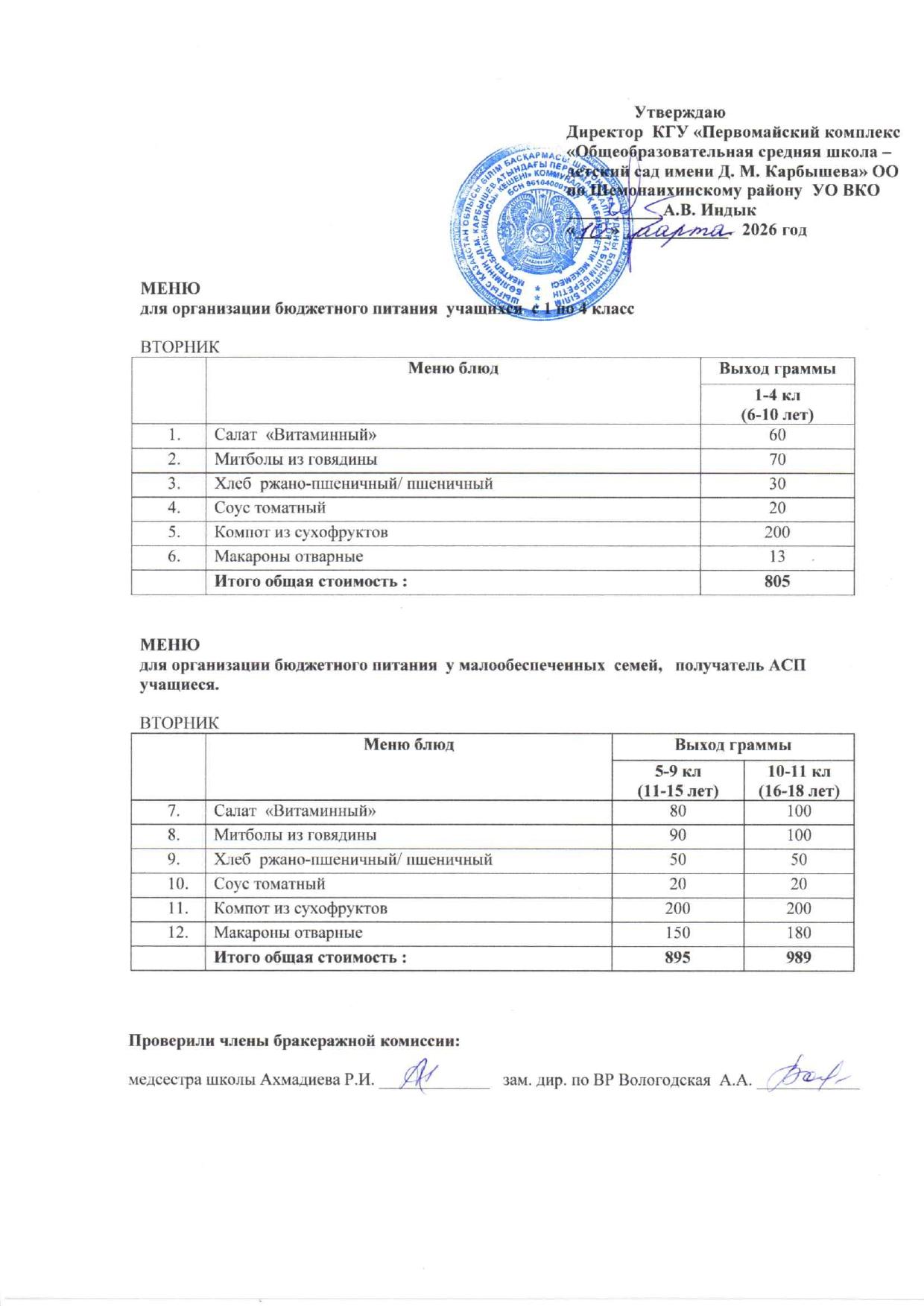 Меню на 10 марта 2026