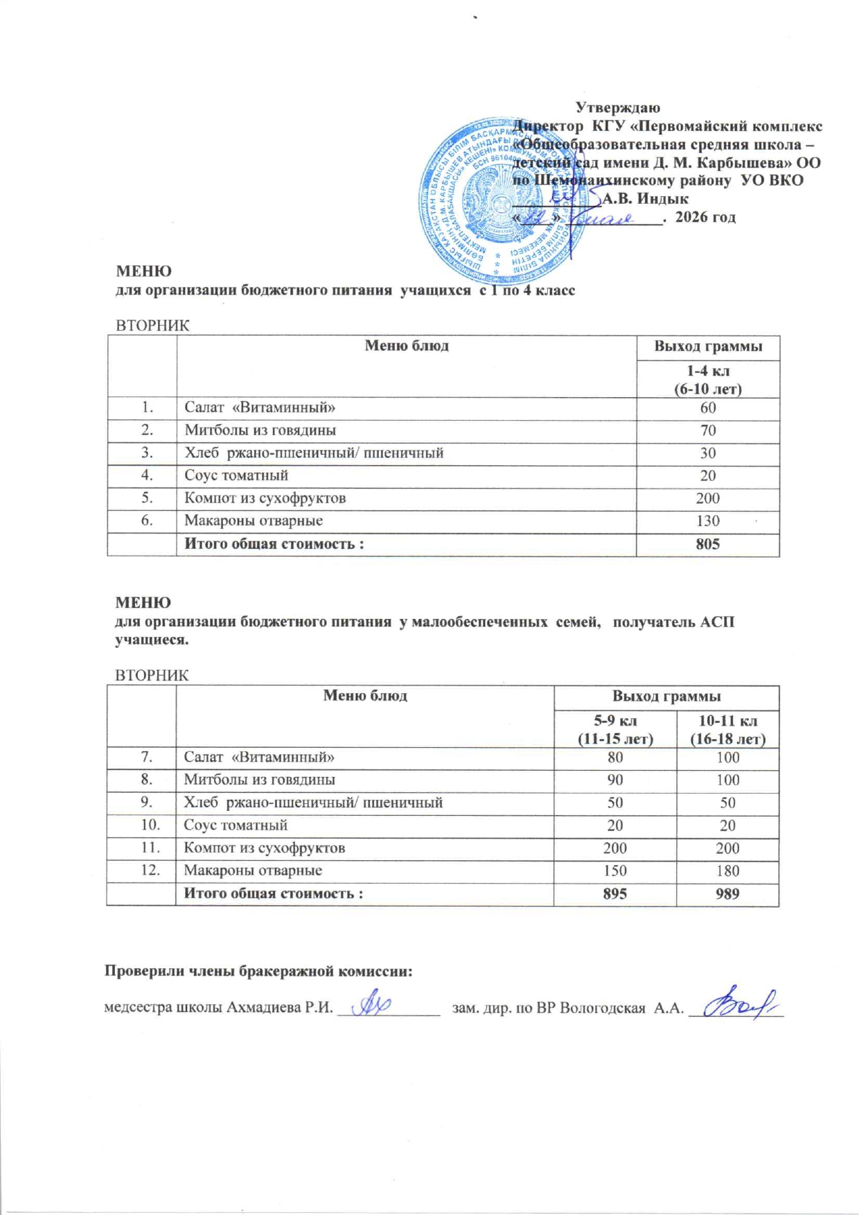 Меню на 12 мая 2026