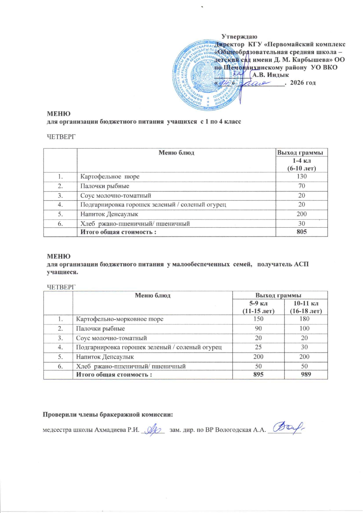 Меню на 14 мая 2026