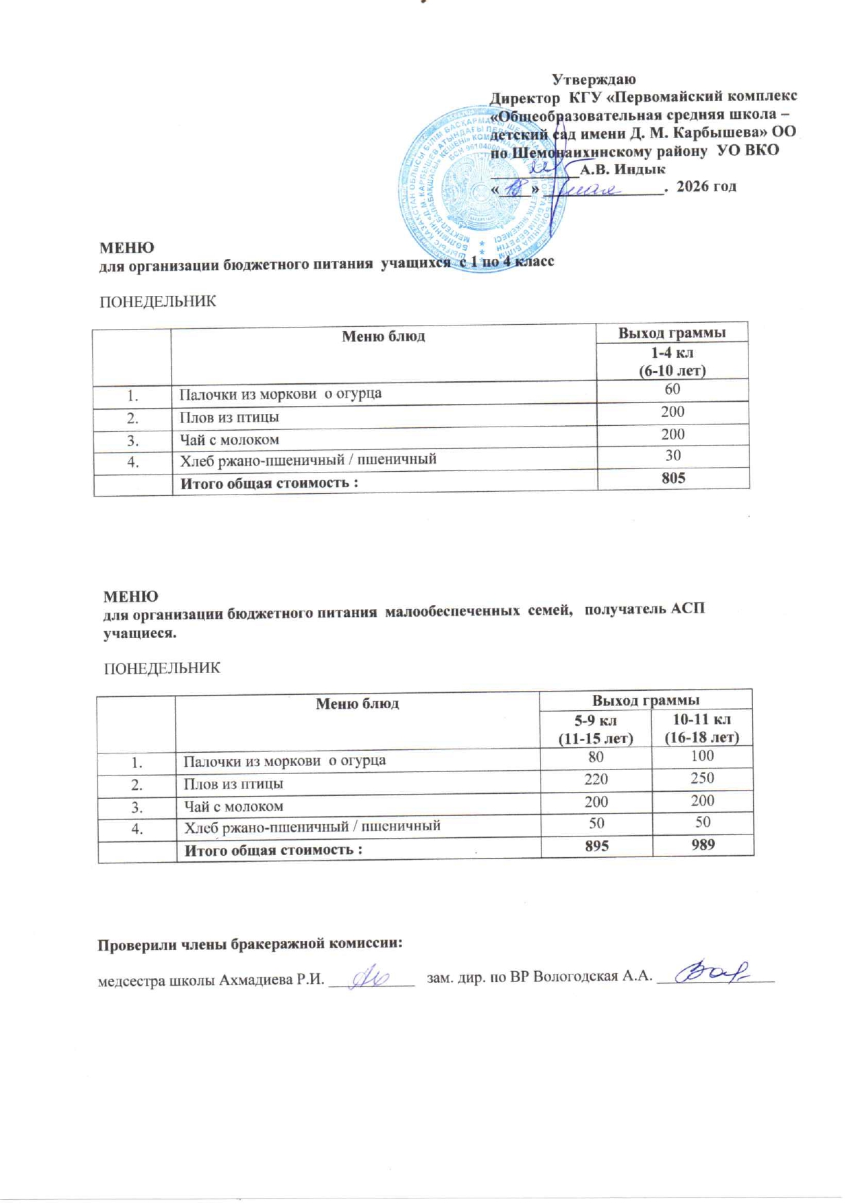 Меню на 18 мая 2026